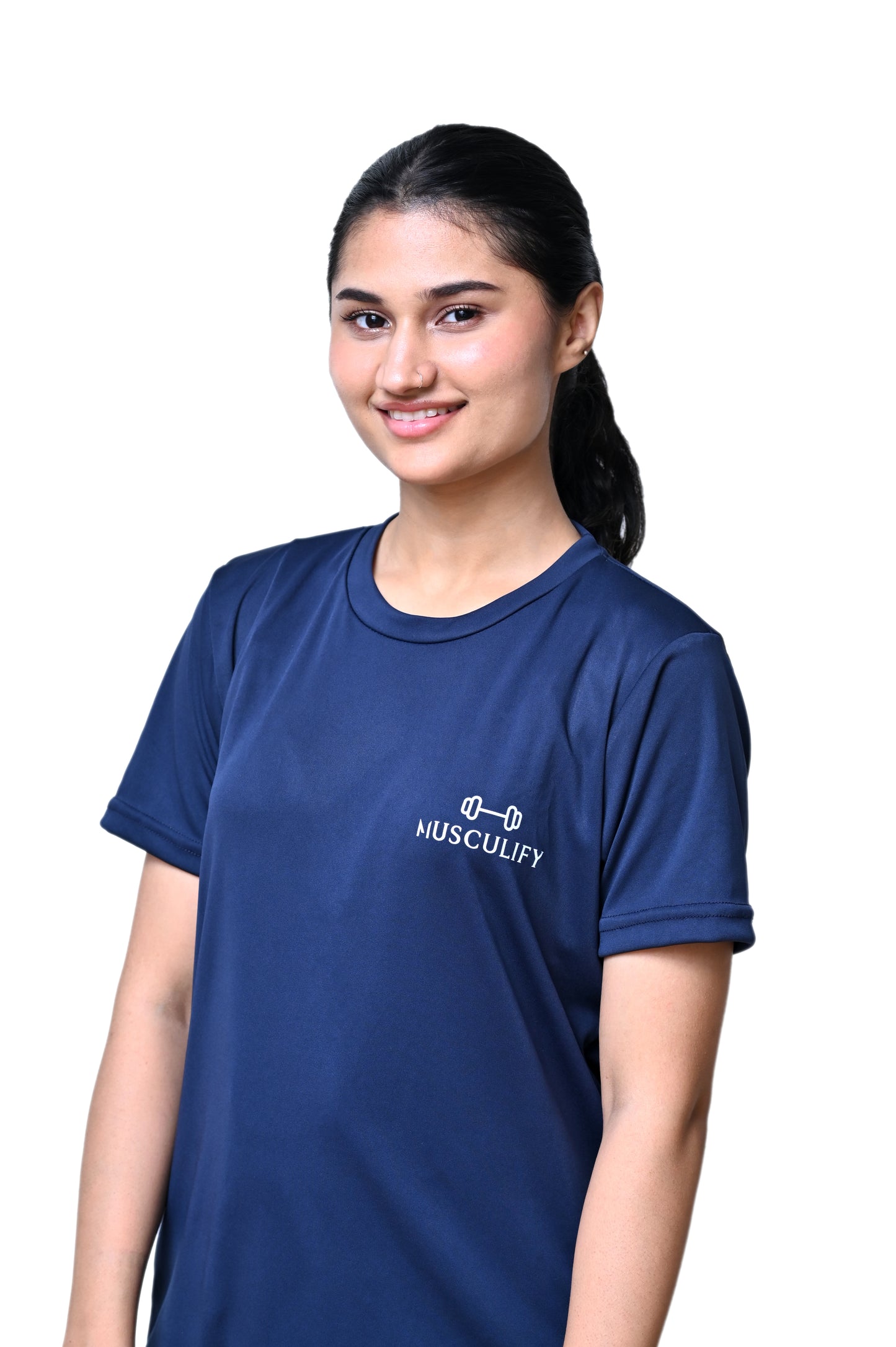 PLAIN NAVY ROUND NECK DRY T-SHIRT (Women's)