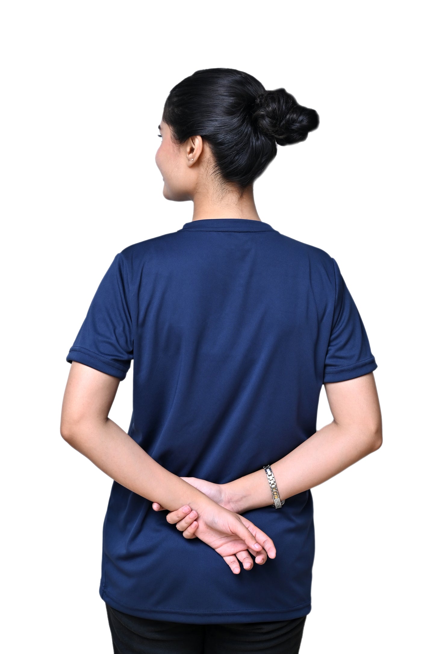 PLAIN NAVY ROUND NECK DRY T-SHIRT (Women's)