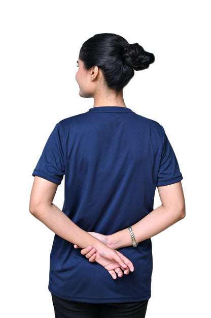 PLAIN NAVY ROUND NECK DRY T-SHIRT (Women's)