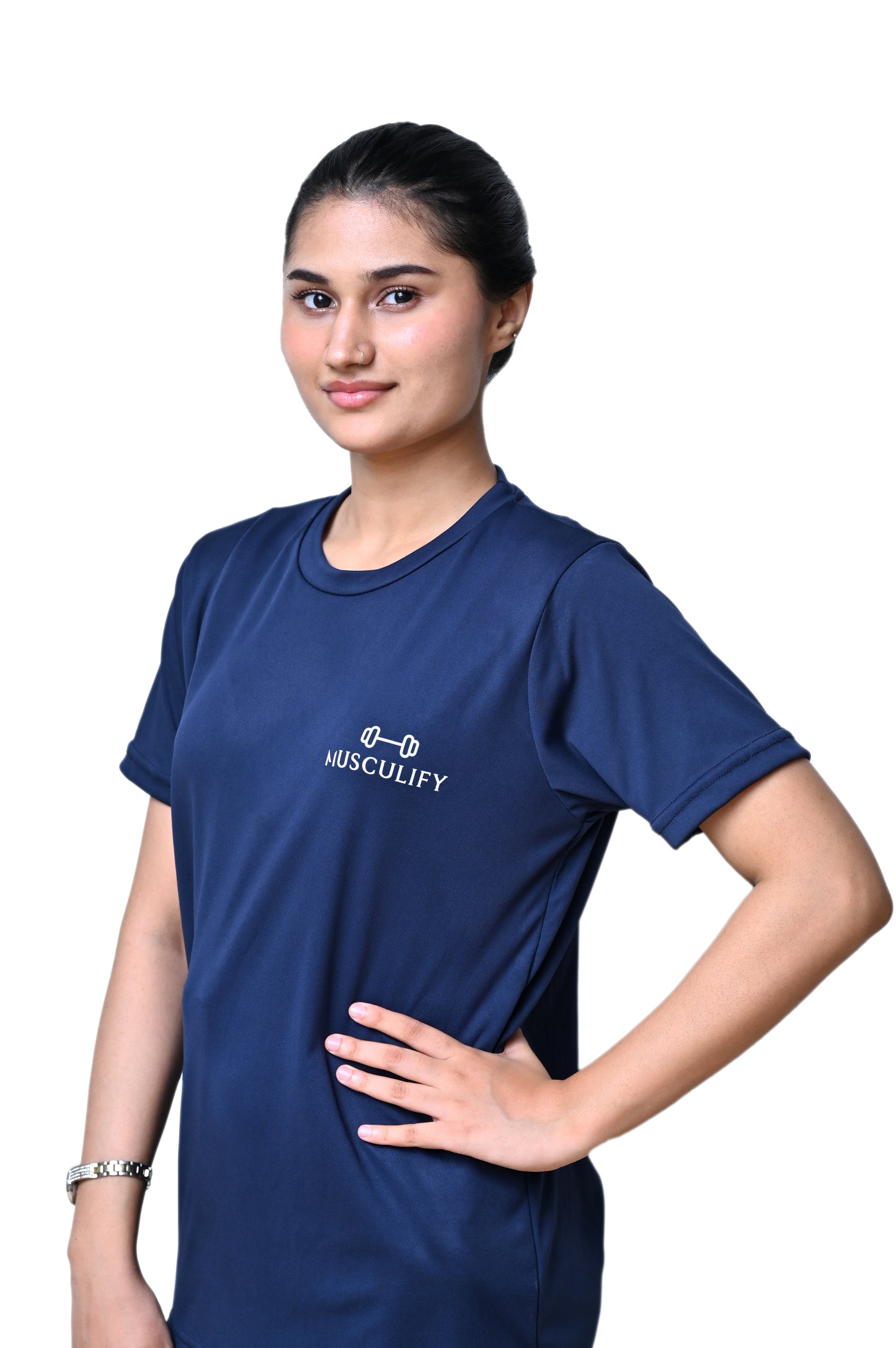 PLAIN NAVY ROUND NECK DRY T-SHIRT (Women's)