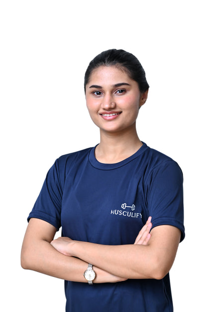 PLAIN NAVY ROUND NECK DRY T-SHIRT (Women's)