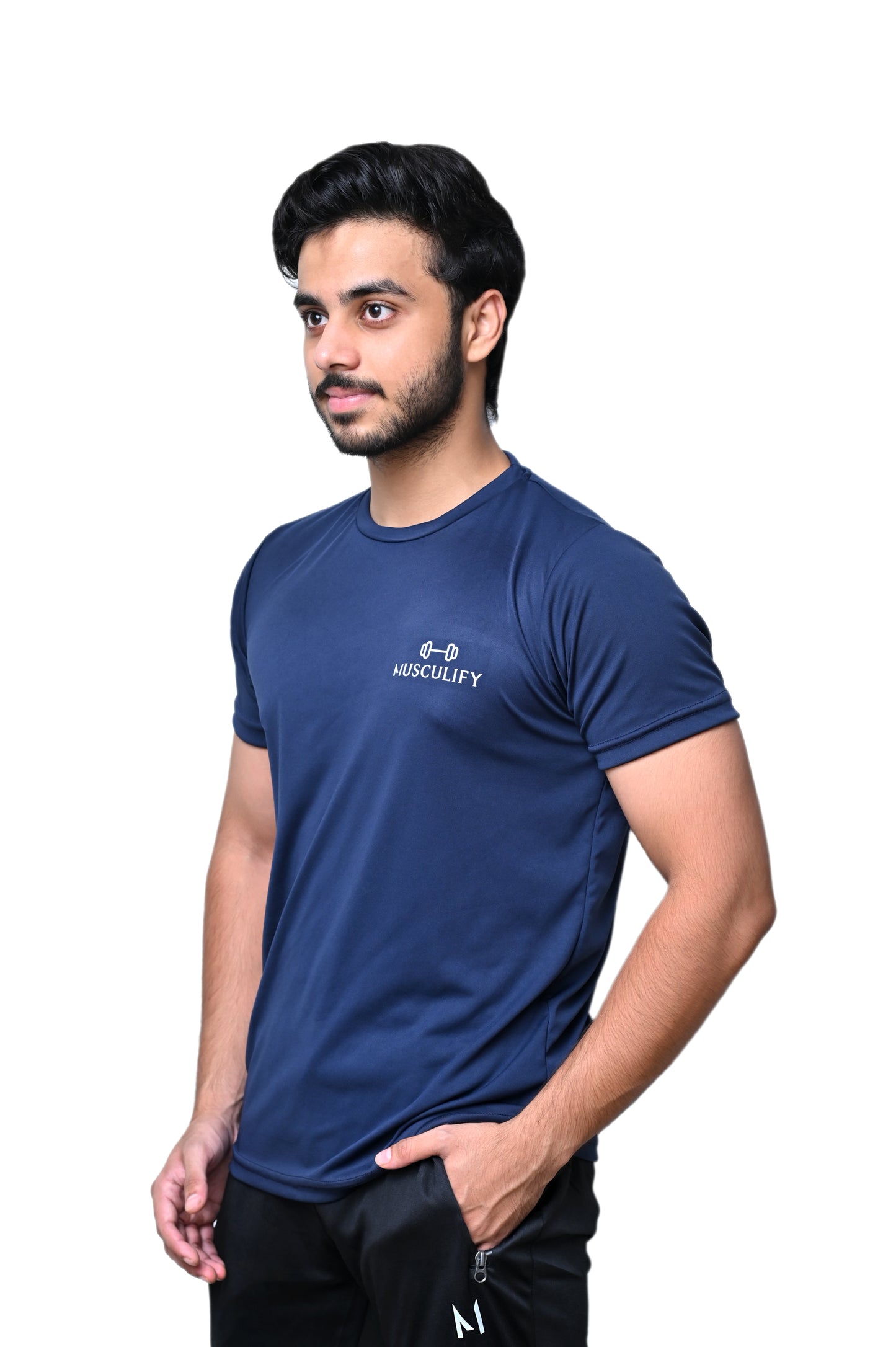 PLAIN NAVY ROUND NECK DRY T-SHIRT (MENS)