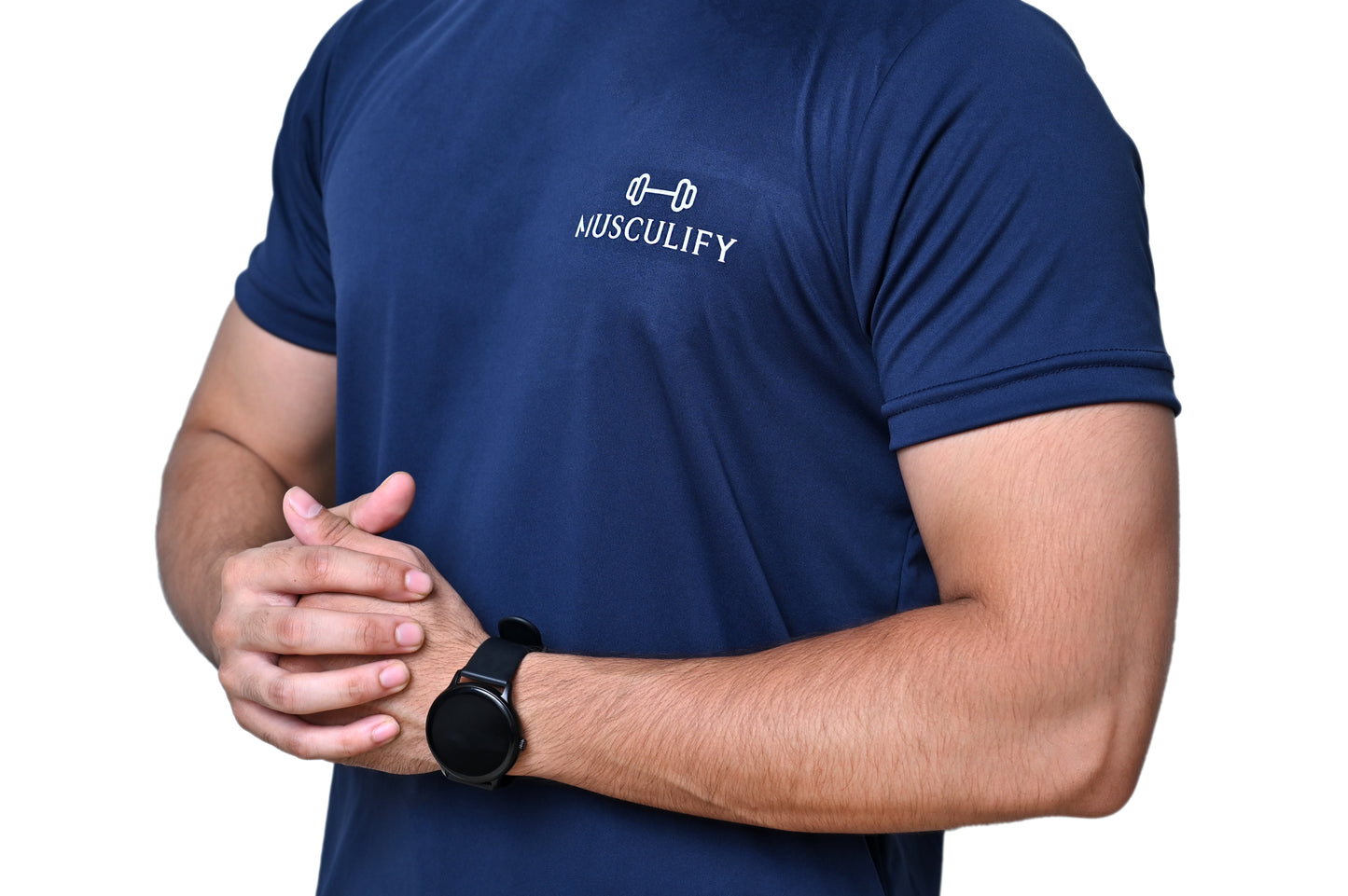 PLAIN NAVY ROUND NECK DRY T-SHIRT (MENS)