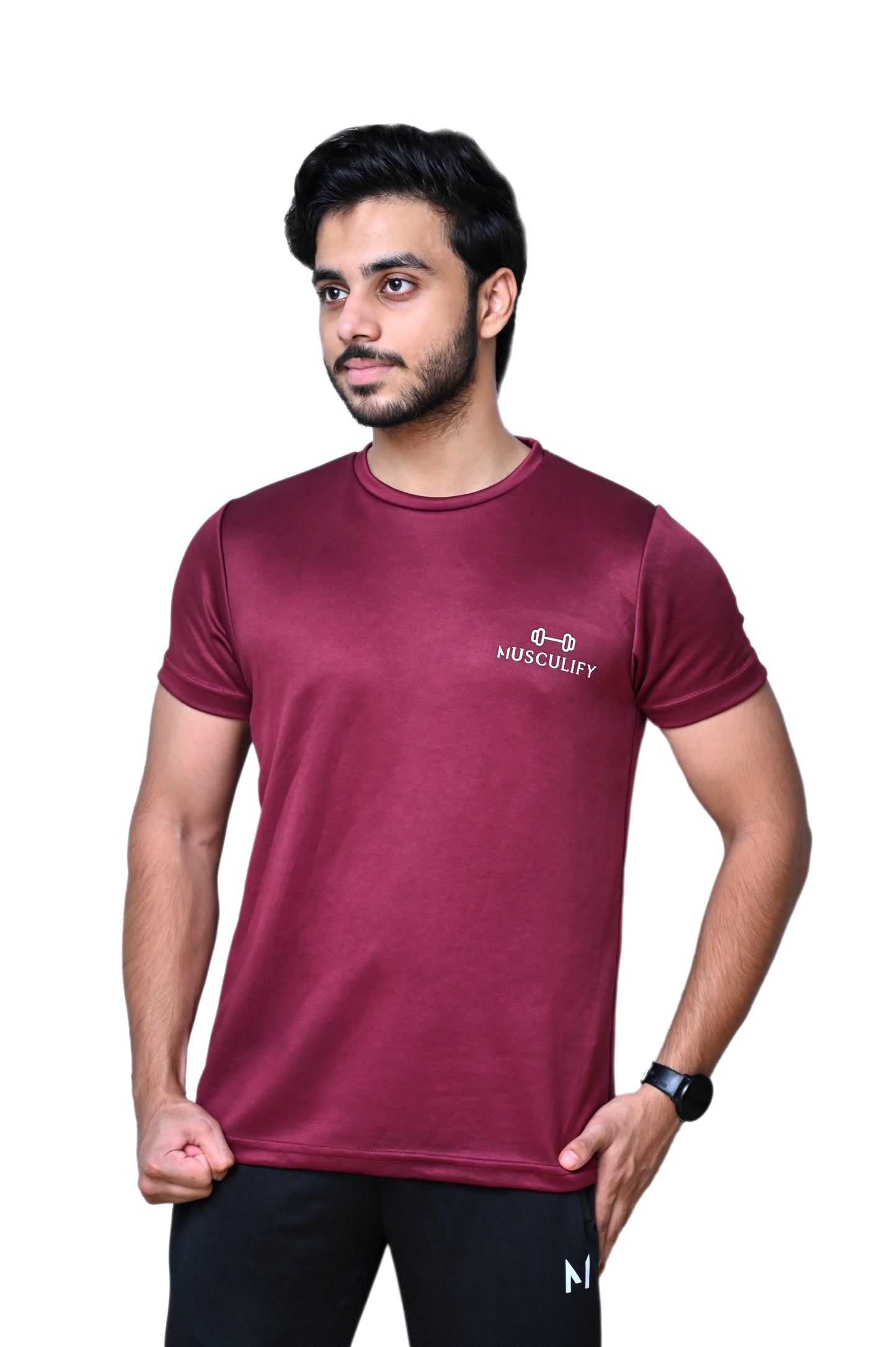 PLAIN MAROON ROUND NECK DRY T-SHIRT (MENS)