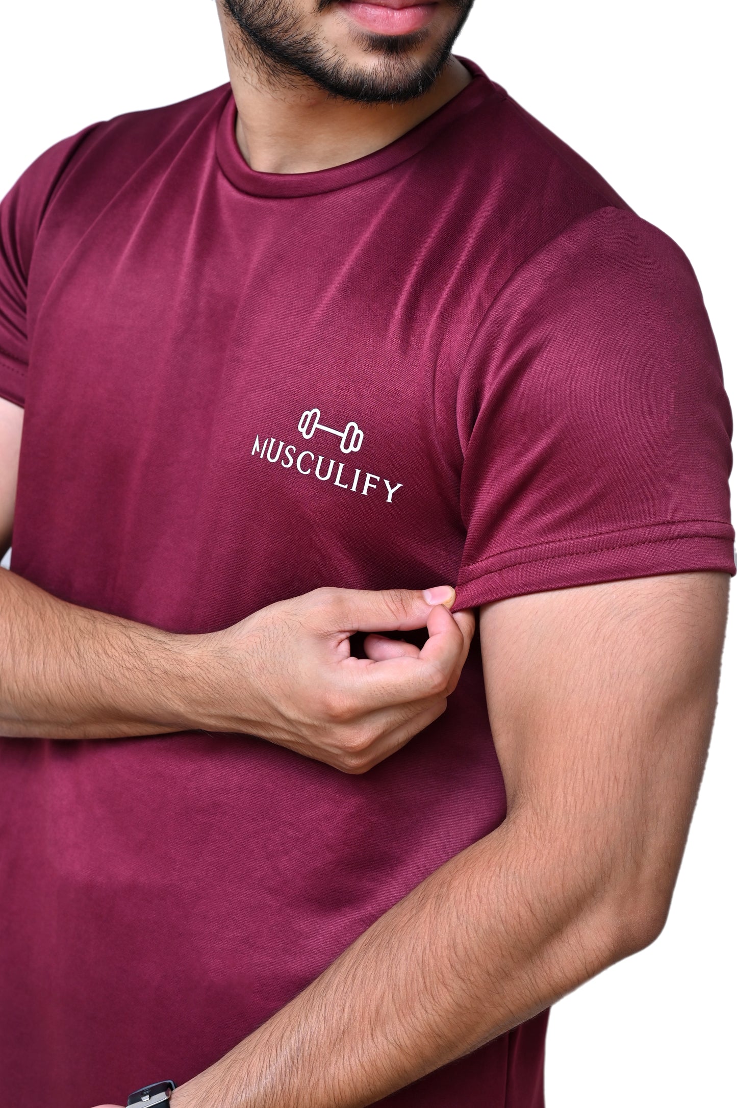 PLAIN MAROON ROUND NECK DRY T-SHIRT (MENS)