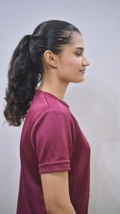 PLAIN MAROON ROUND NECK DRY T-SHIRT (Women's)